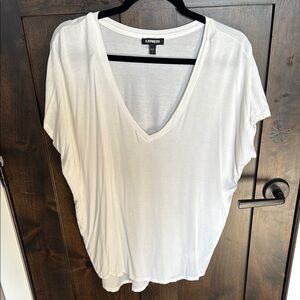 Express Women's White V-Neck Top